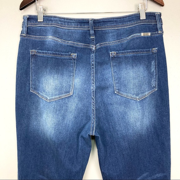 Kancan High Rise Bootcut Jean Button Fly Faded Dark Wash Stretch - Picture 6 of 8